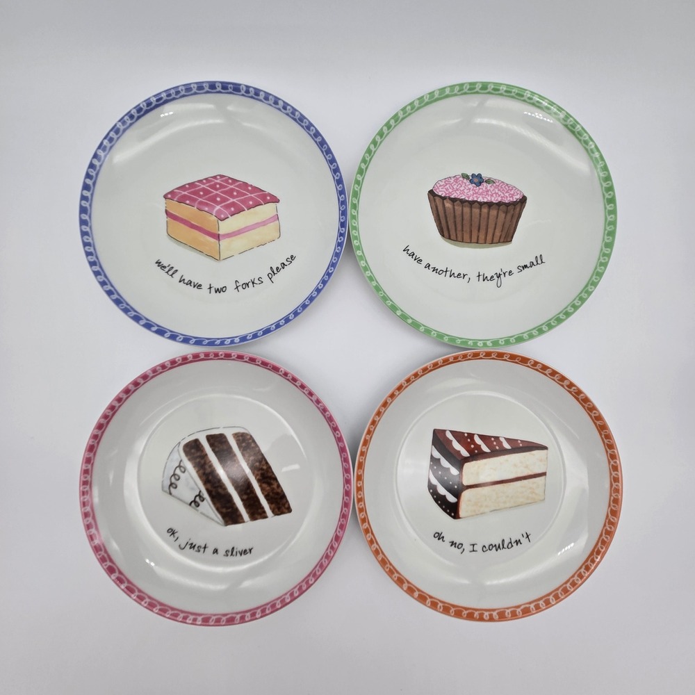 Boston Warehouse Dessert Excuses Plate Set 6.5in‎ Multicolor Cake Kitsch Novelty